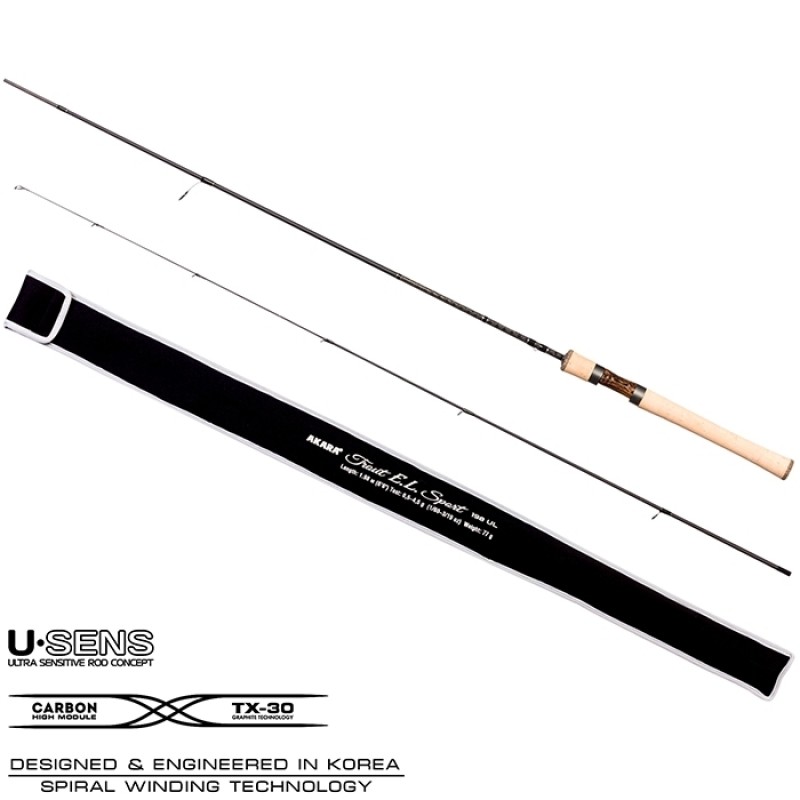 Спиннинг штекерный угольный Akara Trout E.L Sport UL (0,5-4,5) 1,98 м с цельной ручкой
